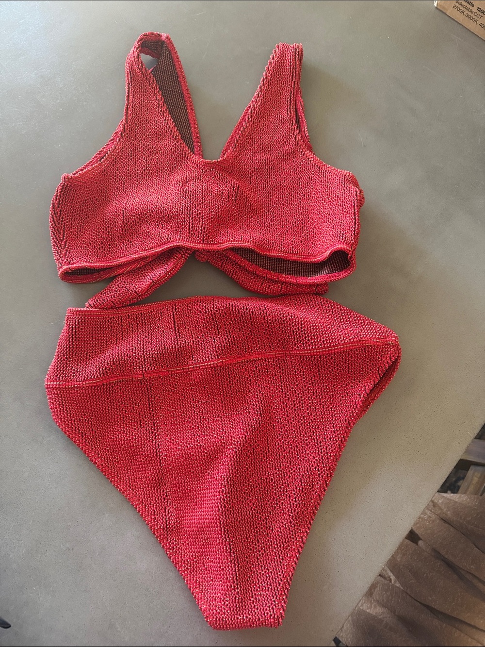 Free people beach riot ritzy Dallas top and high waisted bottoms poppy red - Picture 4 of 11